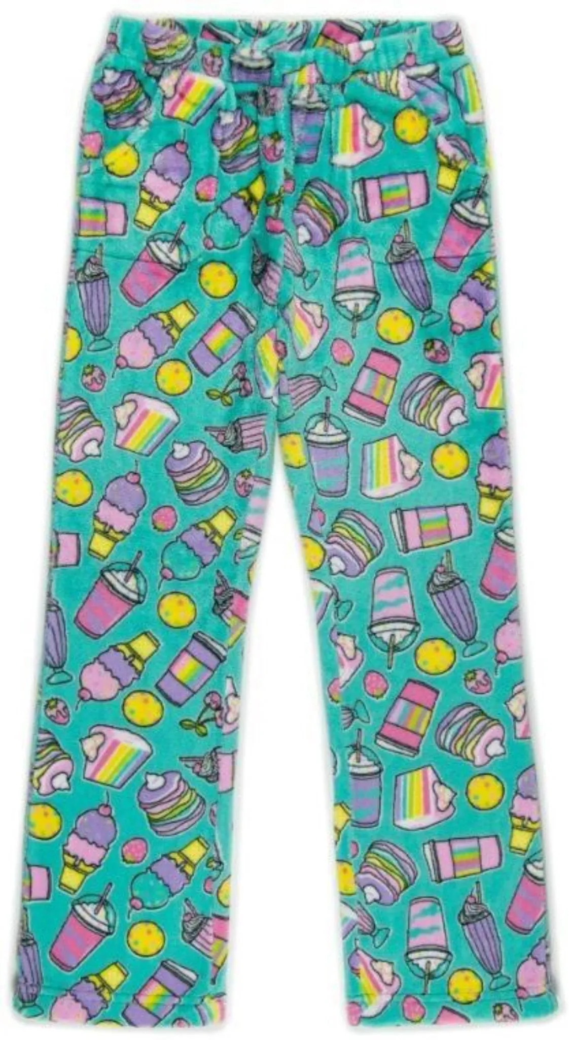 Candy Pink Girls Rainbow Food Fleece Pajama Bottoms