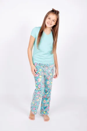 Candy Pink Girls Rainbow Food Fleece Pajama Bottoms