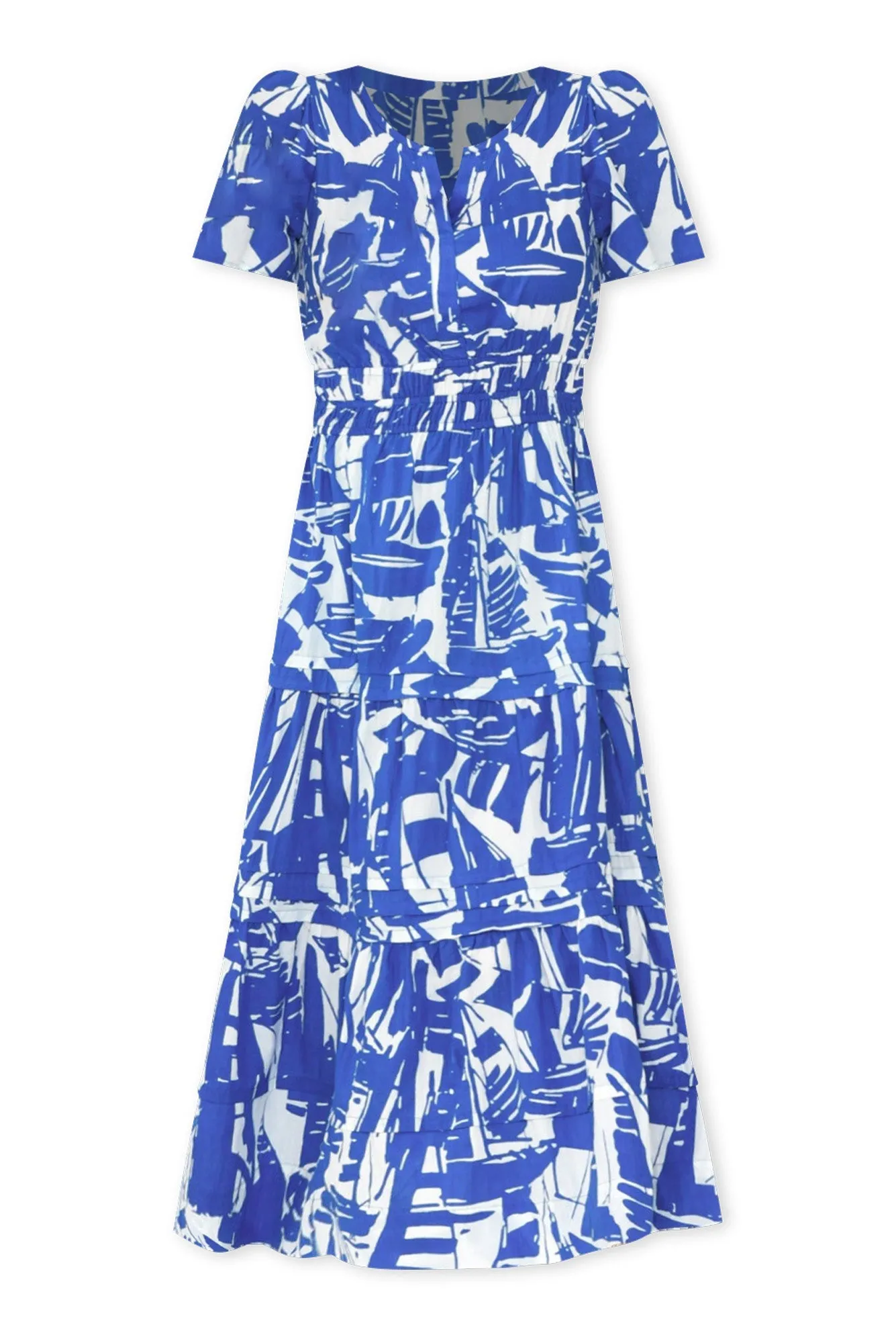 Cannes Blue Geo Cotton Dress