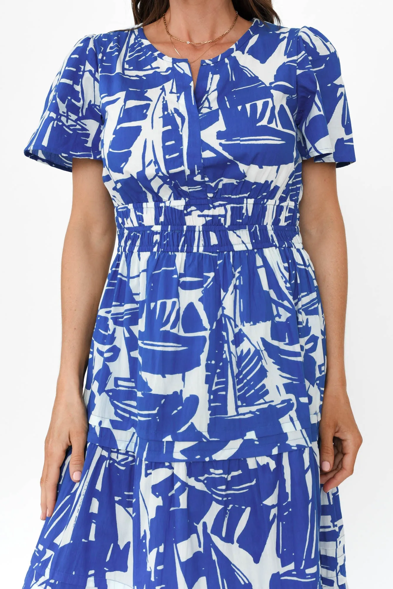 Cannes Blue Geo Cotton Dress