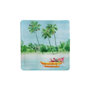 Canoe Santa Fabric Coaster