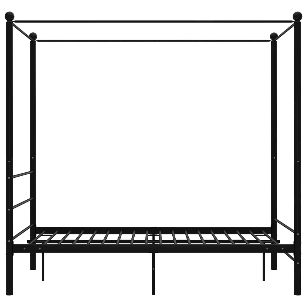 Canopy Bed Frame Black Metal 140x200 cm