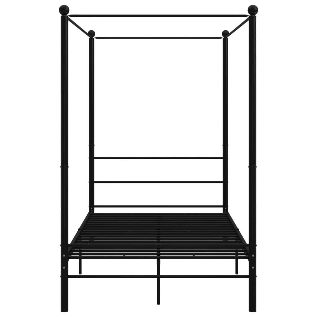 Canopy Bed Frame Black Metal 140x200 cm