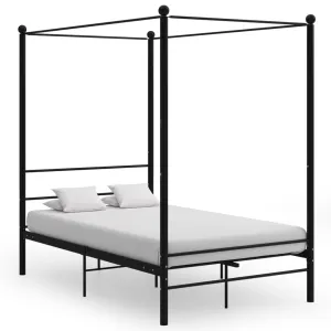 Canopy Bed Frame Black Metal 140x200 cm