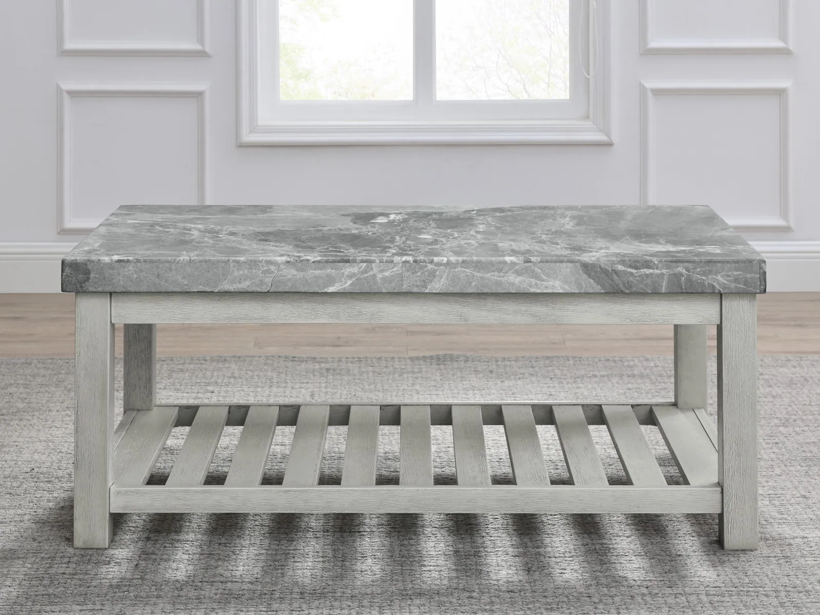 Canova - Gray Marble Top Coffee Table - White