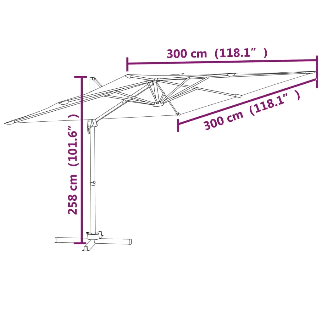 Cantilever Umbrella with Aluminium Pole Black 300x300 cm