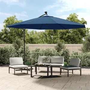 Cantilever Umbrella with LED Lights Azure Blue 350 cm