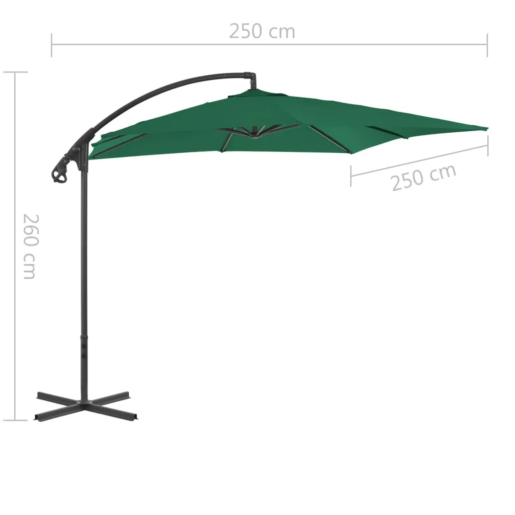 Cantilever Umbrella with Steel Pole 250x250 cm Green