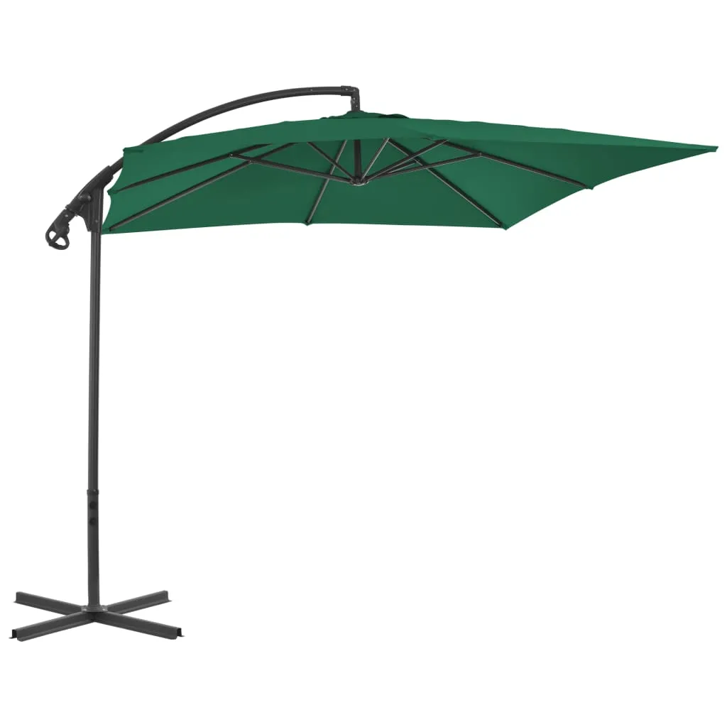 Cantilever Umbrella with Steel Pole 250x250 cm Green