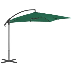 Cantilever Umbrella with Steel Pole 250x250 cm Green