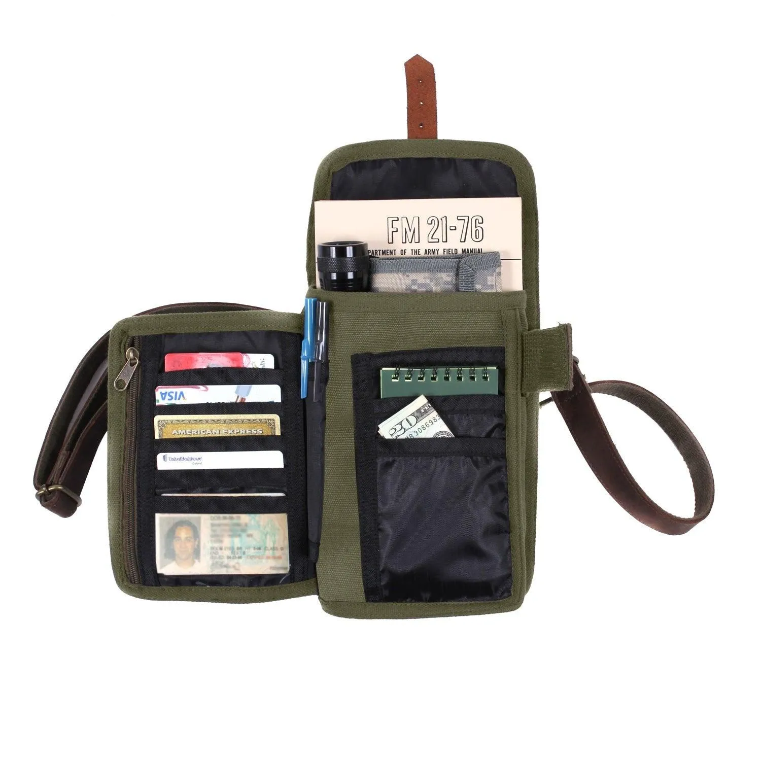 Canvas Travel Portfolio Bag With Leather Accents