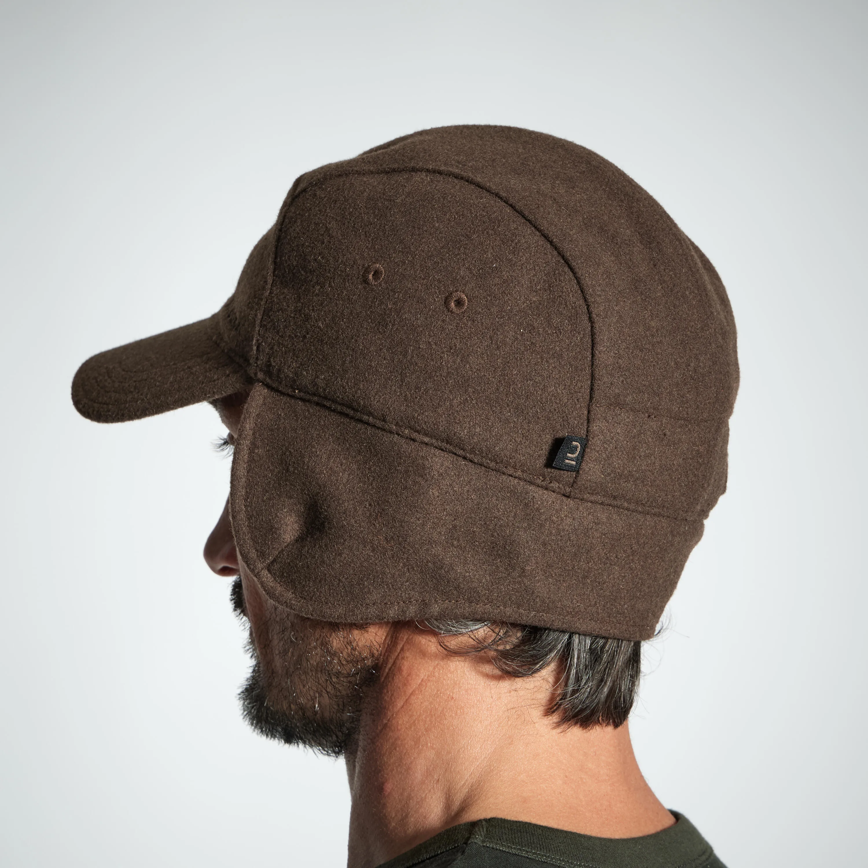 Cap 500 with ears, warm brown wool SOLOGNAC, coffee brown