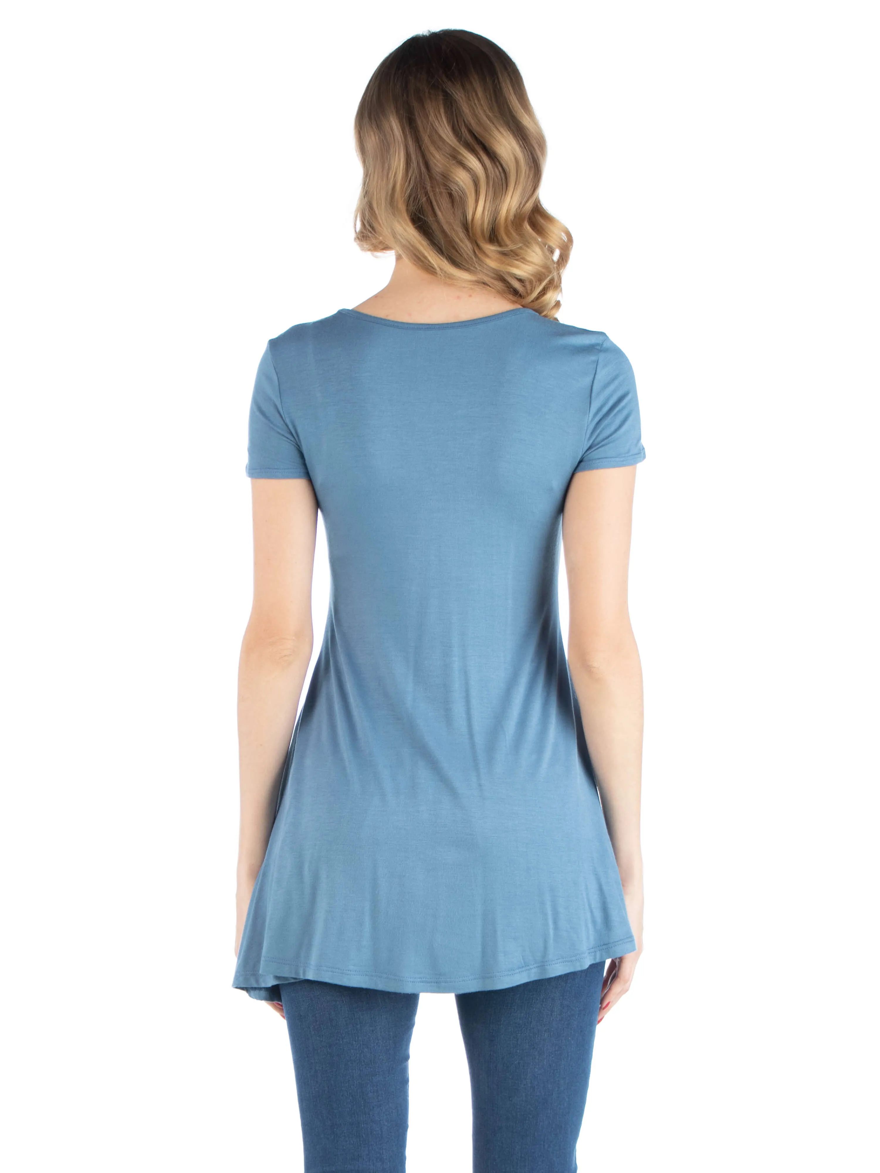 Cap Sleeve Maternity Tunic Top with Soft Flare Hem