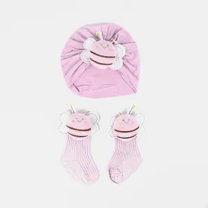 Cap socks Set Butterfly Purple 9M 