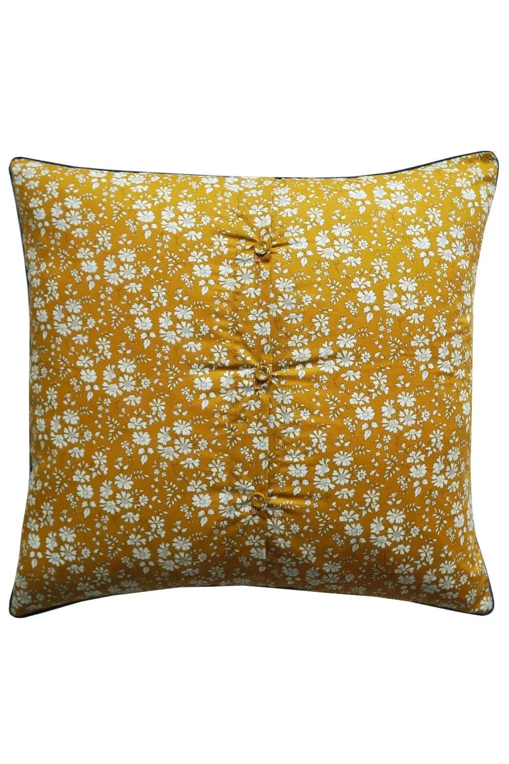 CAPEL MUSTARD Liberty Embroidered Piped Edge Cushion