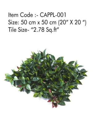 CAPPL-001 Artificial Green Vertical Garden Tiles for Outdoor and Indooor Use ( 50cm X 50cm , Pack of 3 Tiles )