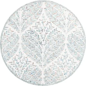 Capri Collection Area Rug - 10' Round, Ivory & Blue, Handmade Wool, Ideal for High Traffic Areas in Living Room, Bedroom (CPR208A)