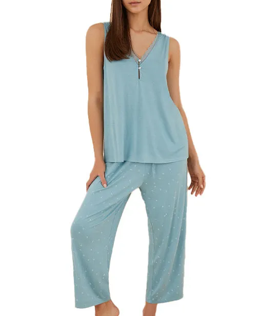 Capri Pajamas with Blue Flowers