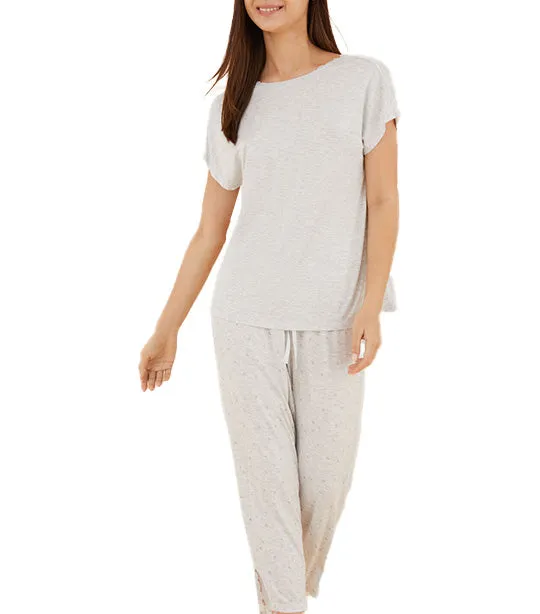 Capri Pajamas with Flowers Gray