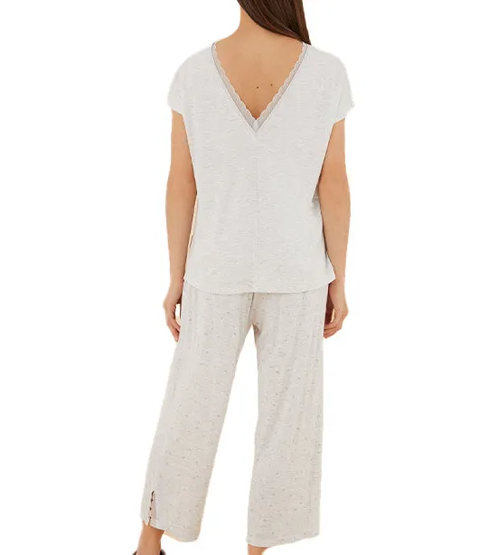 Capri Pajamas with Flowers Gray