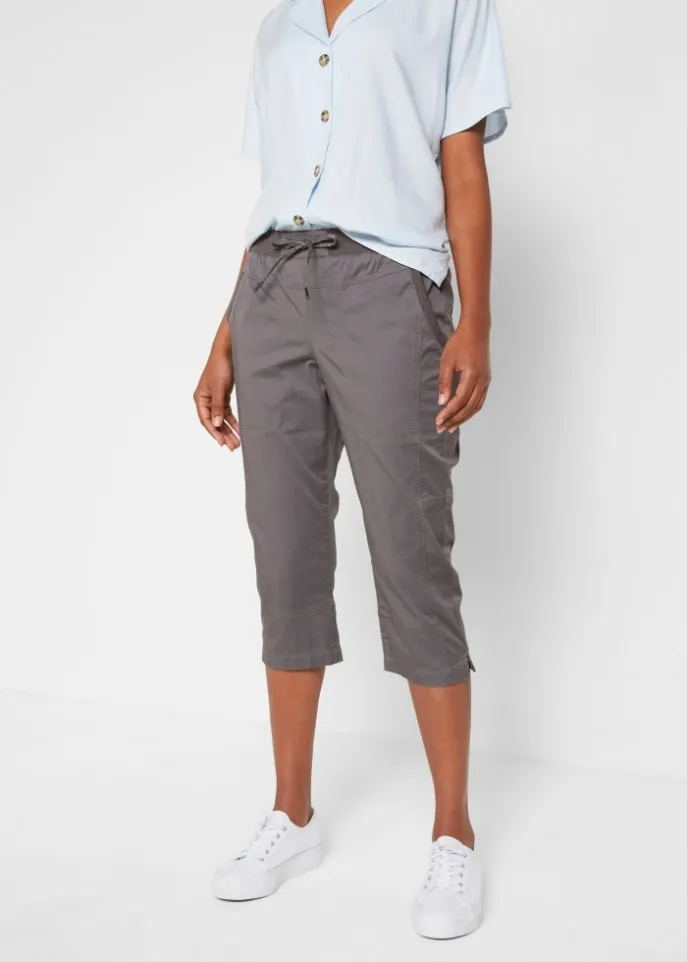 Capris with ties Bpc Bonprix Collection, gray