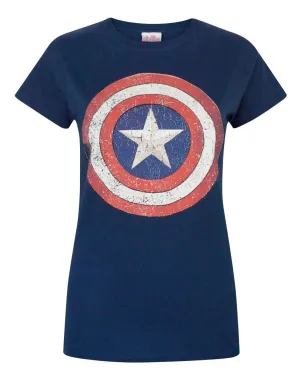 Captain America Distressed Shield Women's T-Shirt