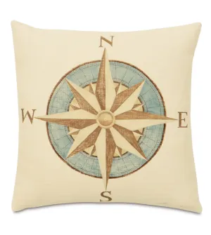 Captain's Compass Novelty Throw Pillow Cover 22x22