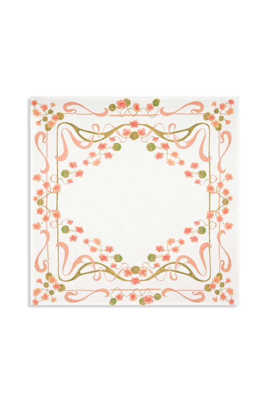 'Capucines' Linen Napkin in Peach Pink & Avocado Green