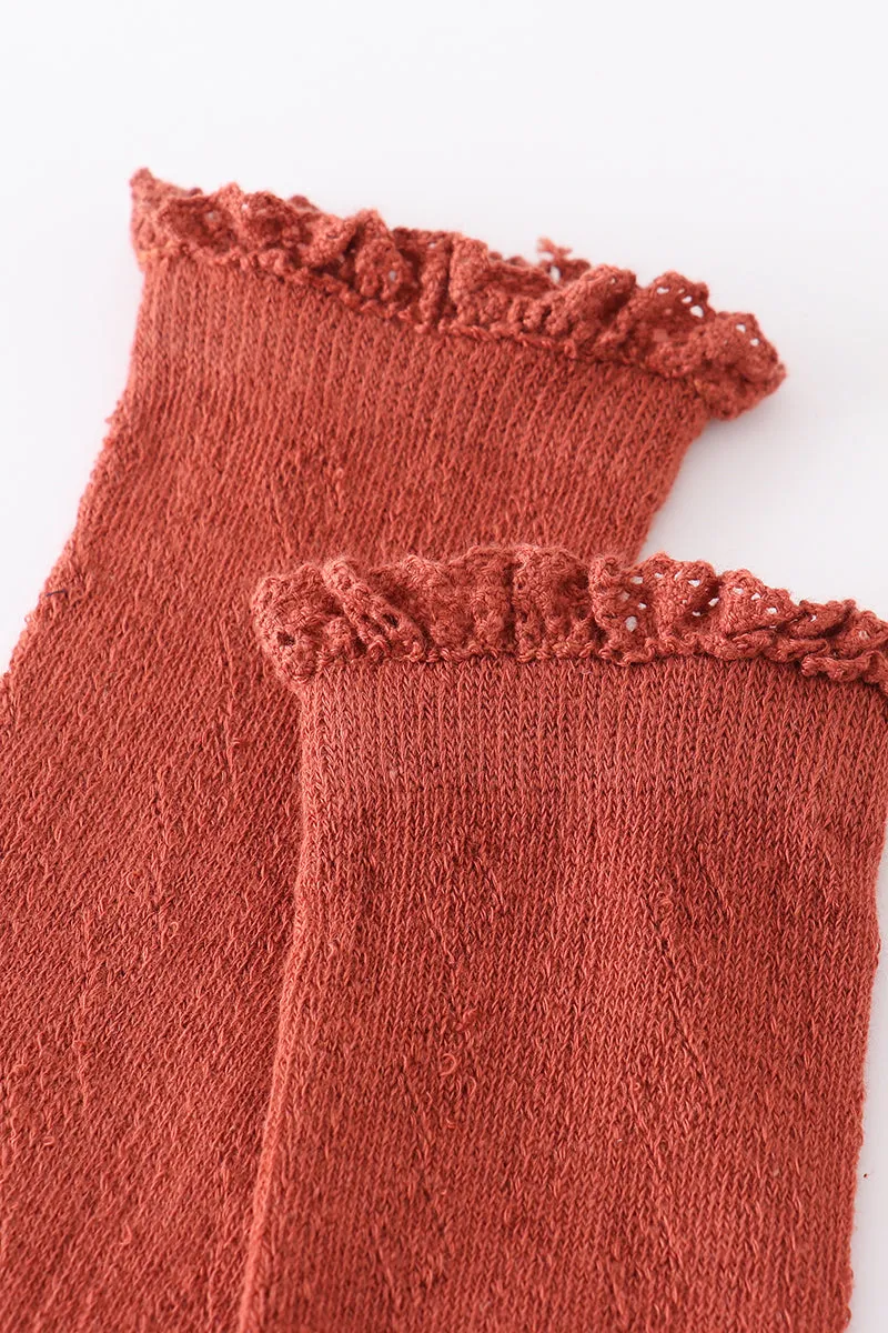 Caramel Knit lace knee high socks