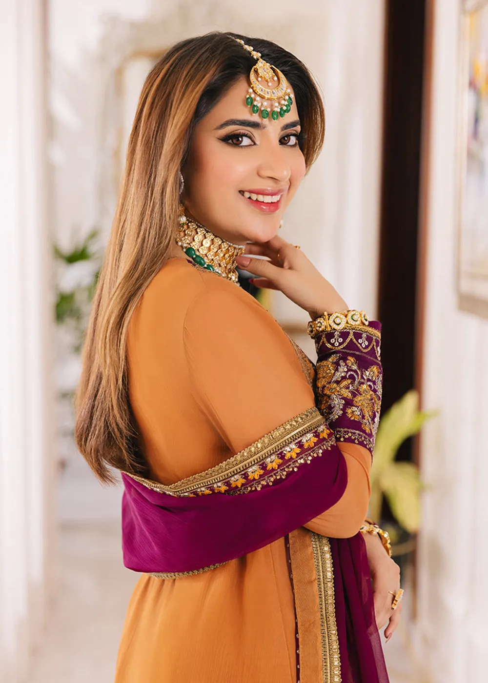 Caramel Orange Suit - Maahru, Noorie & Meerub '23 by Asim Jofa - AJSM-38