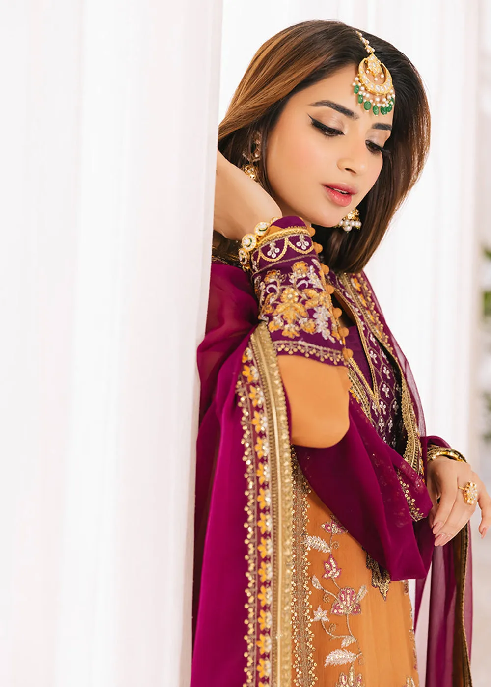 Caramel Orange Suit - Maahru, Noorie & Meerub '23 by Asim Jofa - AJSM-38