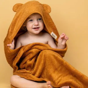 Caramel Personalised Kiin Baby Hooded Bath Towels