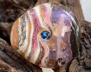 Caramel Pink Organic Lampwork Focal Bead SRA