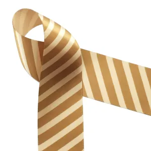 Caramel Stripes Ribbon on 1.5" gold Single Face Satin ribbon