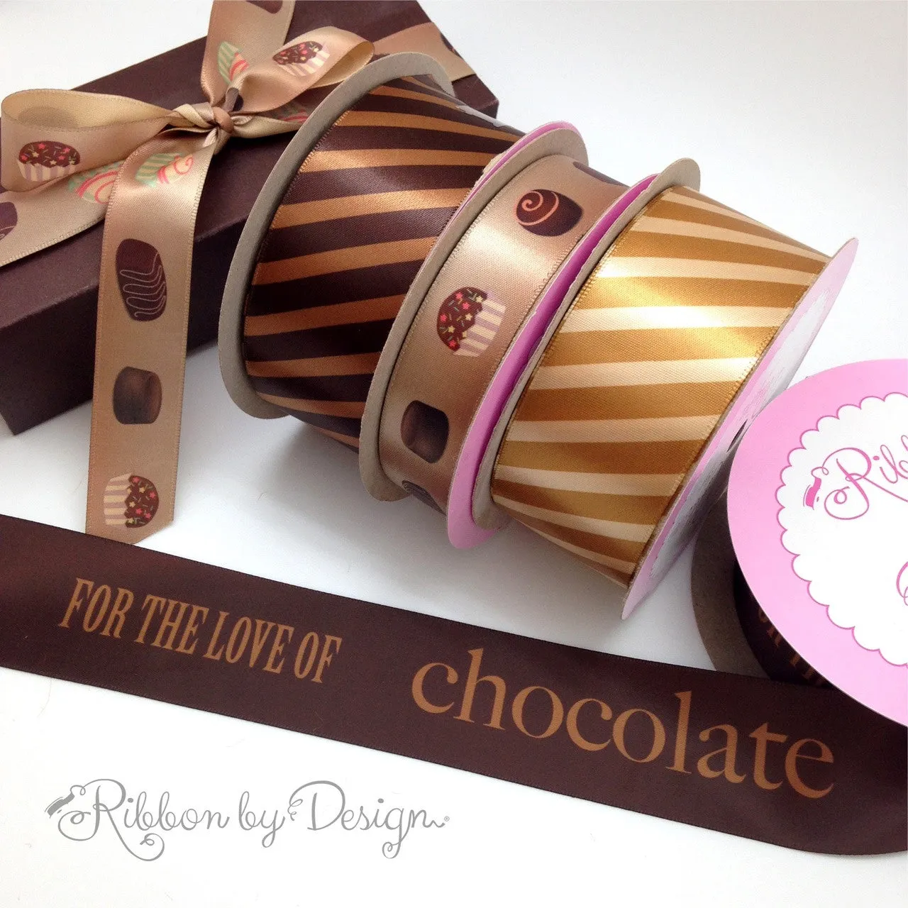 Caramel Stripes Ribbon on 1.5" gold Single Face Satin ribbon