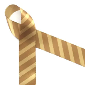 Caramel Stripes Ribbon on 7/8" Gold Single Face Satin Ribbon