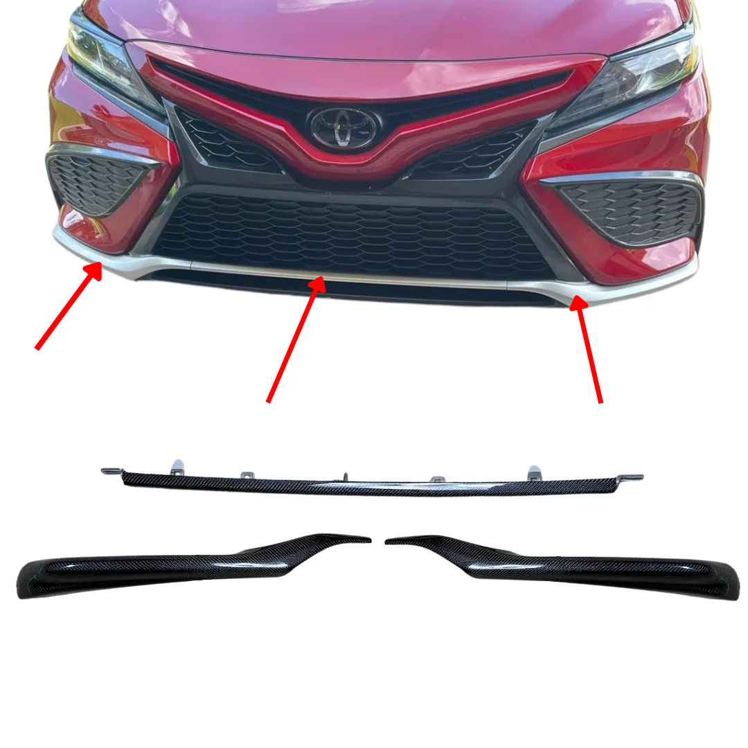 Carbon Fiber or Gloss Black Bottom Bumper Trims Compatible for 2021-2024 Toyota Camry XSE & SE - VIP Price Free Shipping Item