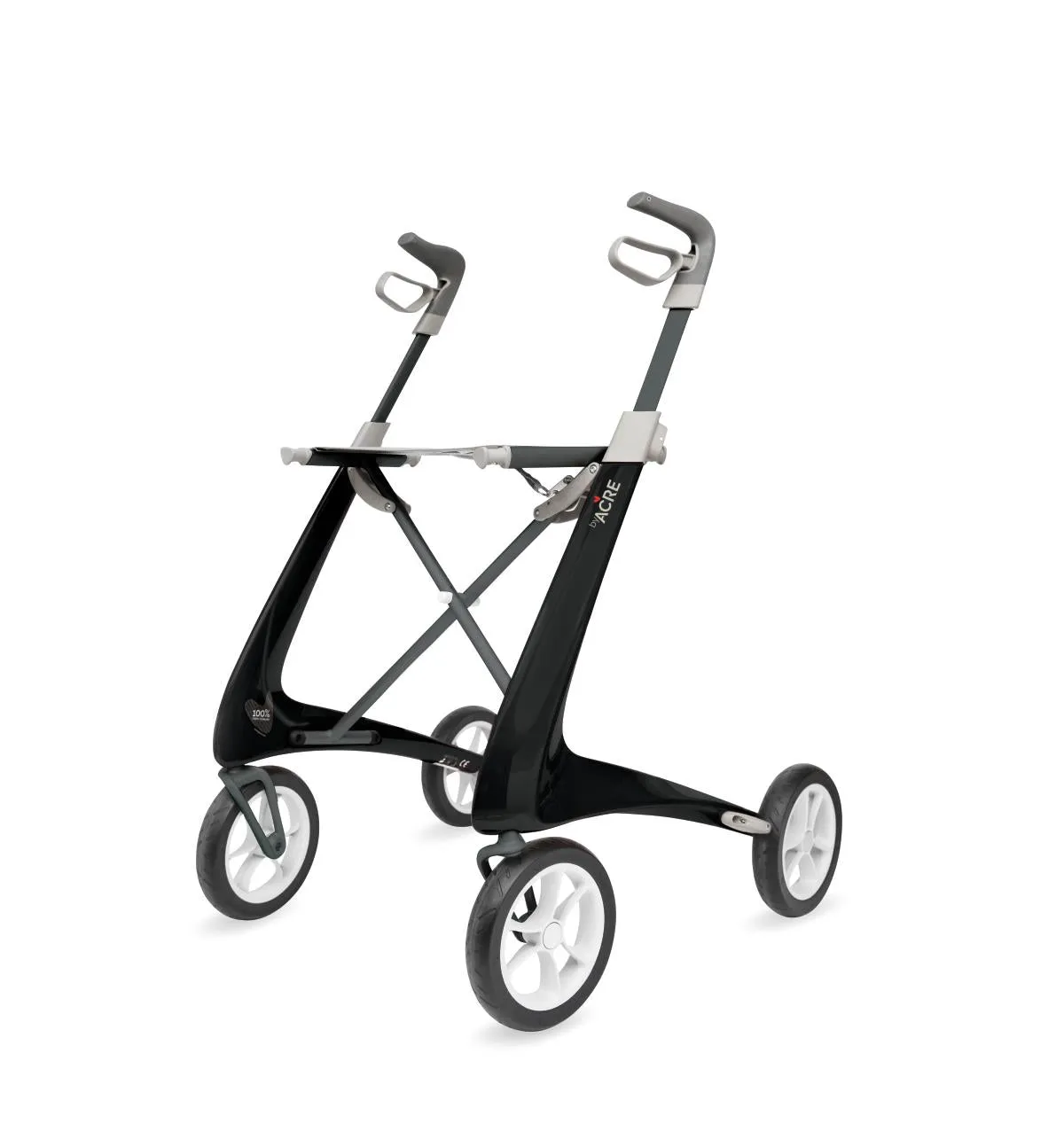 Carbon Fiber Ultralight Rollator, Regular Seat, Black