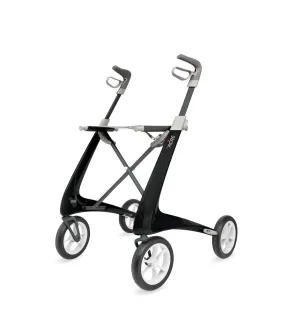 Carbon Fiber Ultralight Rollator, Regular Seat, Black