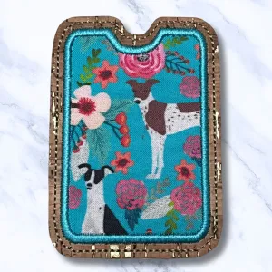 Card Holder Hounds and Roses Teal Spotted Hounds