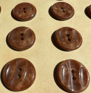 Card of 24 Toffee Brown 1.7cm Vintage Buttons