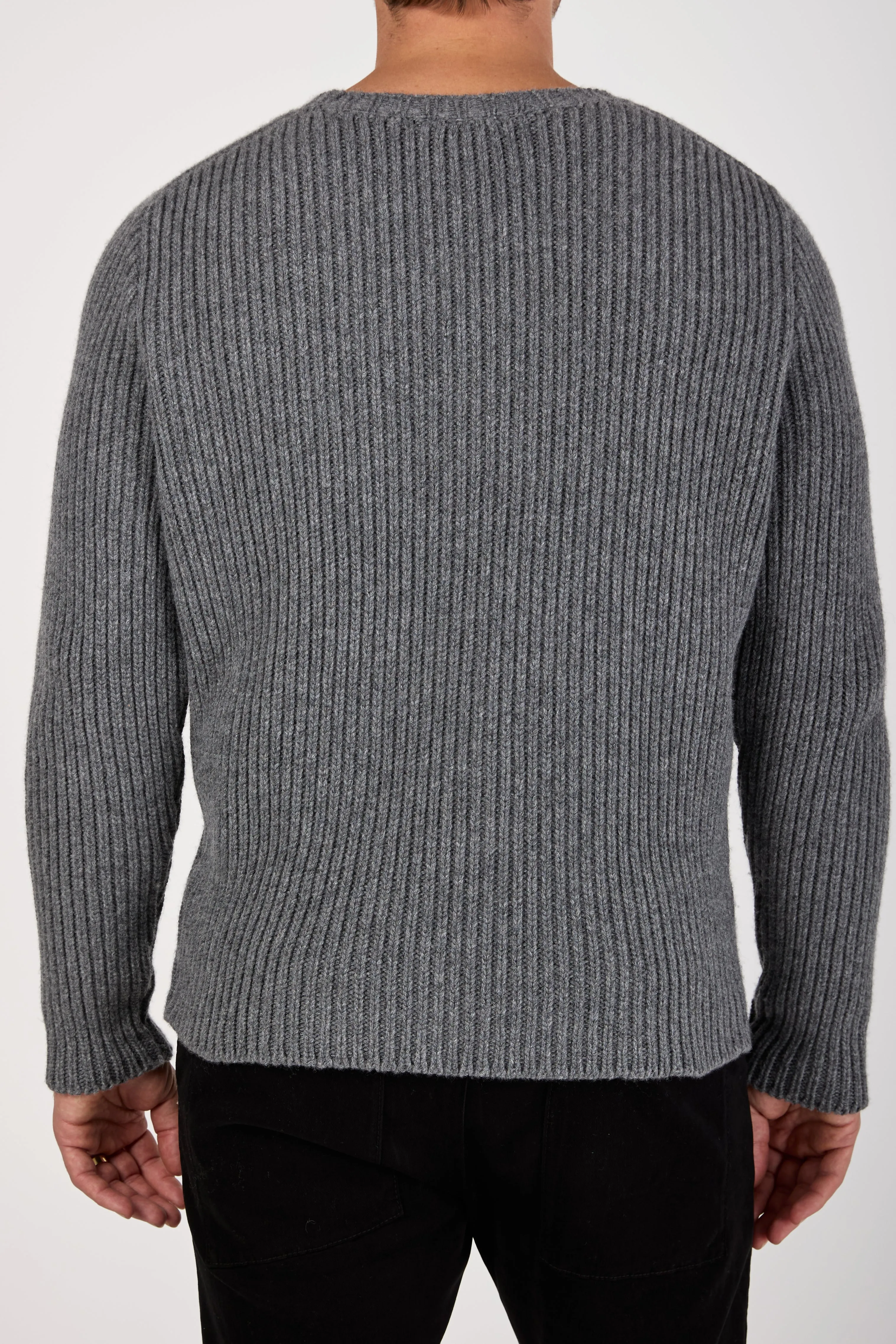 Carded Cashmere Round Neck Sweater in London Bridge