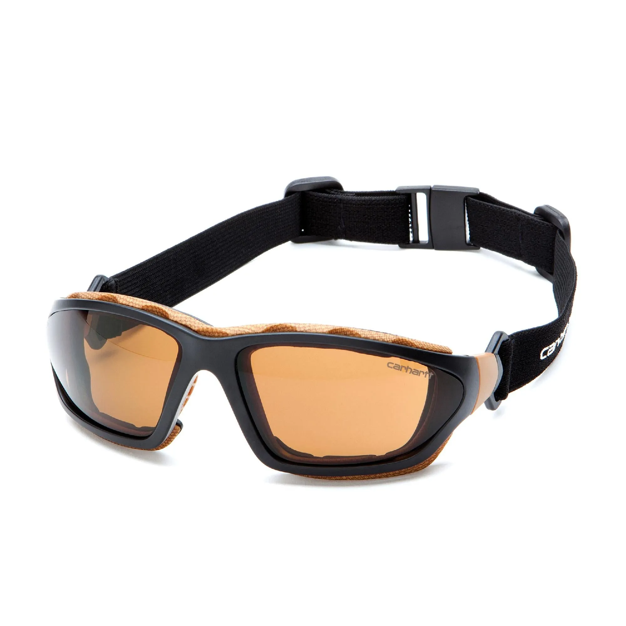 Carhartt Carthage Safety Glasses - Sandstone Bronze Anti-Fog Lens with Black-Tan Frame