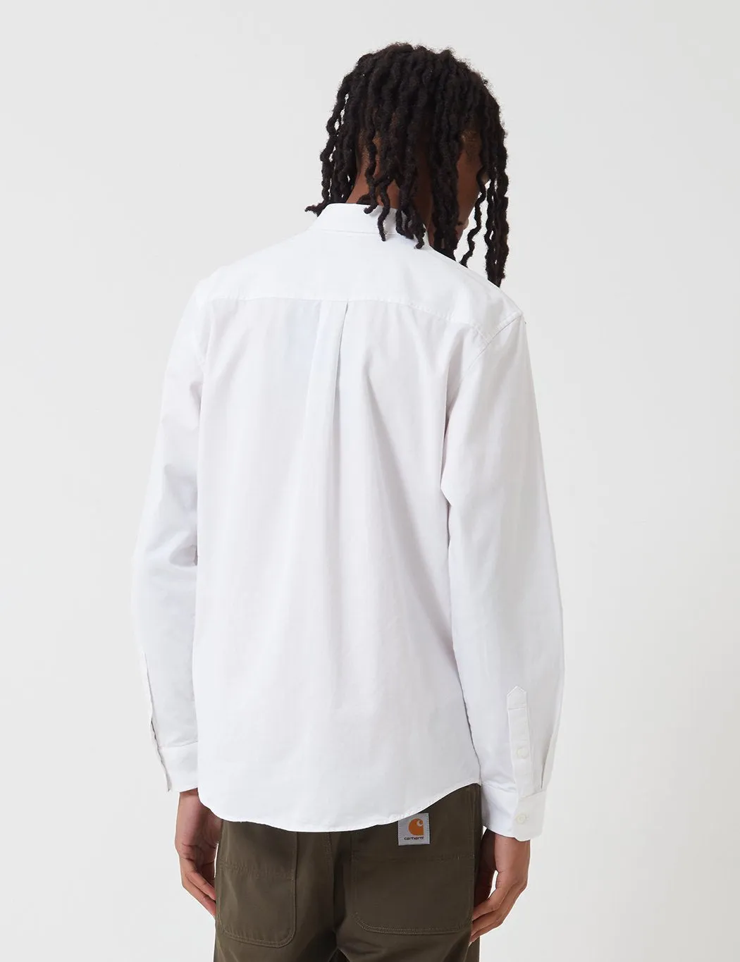 Carhartt-WIP L/S Madison Shirt - White/Dark Navy