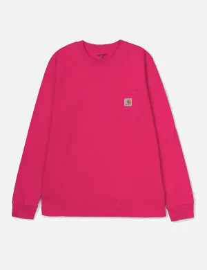 Carhartt-WIP Pocket Long Sleeve T-Shirt - Ruby Pink