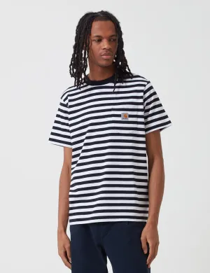 Carhartt-WIP Scotty Pocket T-Shirt (Stripe) - Dark Navy Blue/White