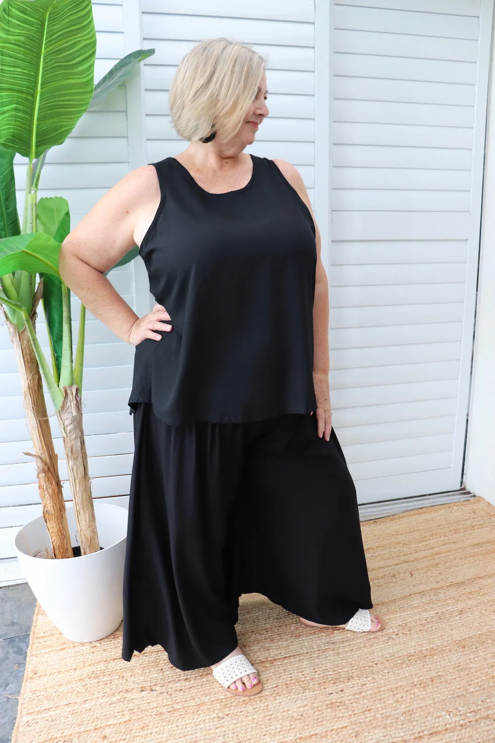 Caribbean Long Wide Leg Pant In Black