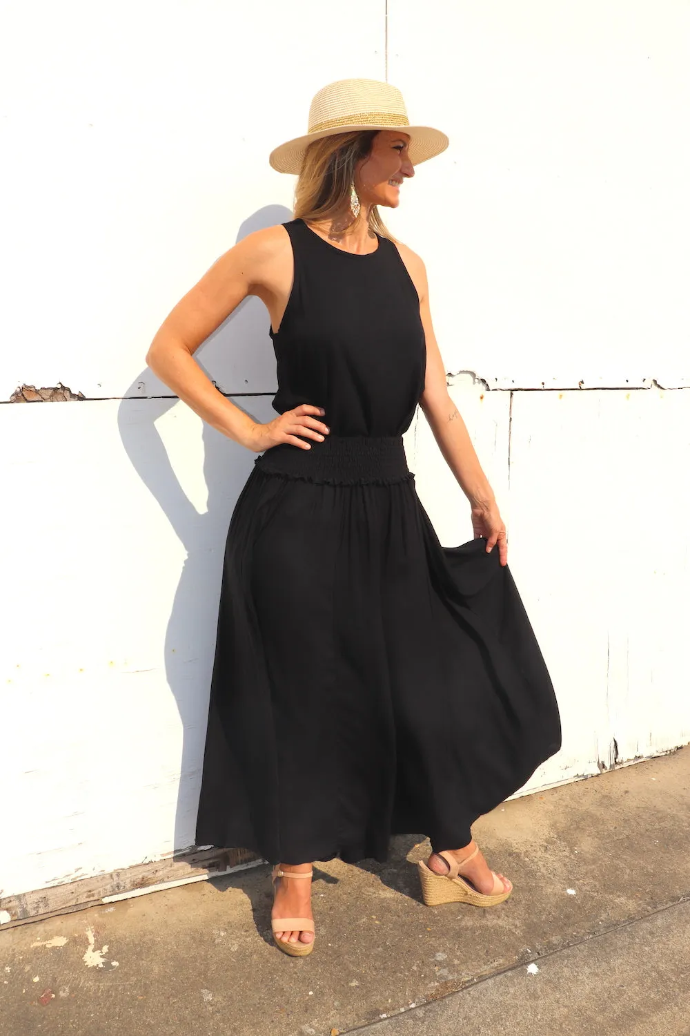 Caribbean Long Wide Leg Pant In Black