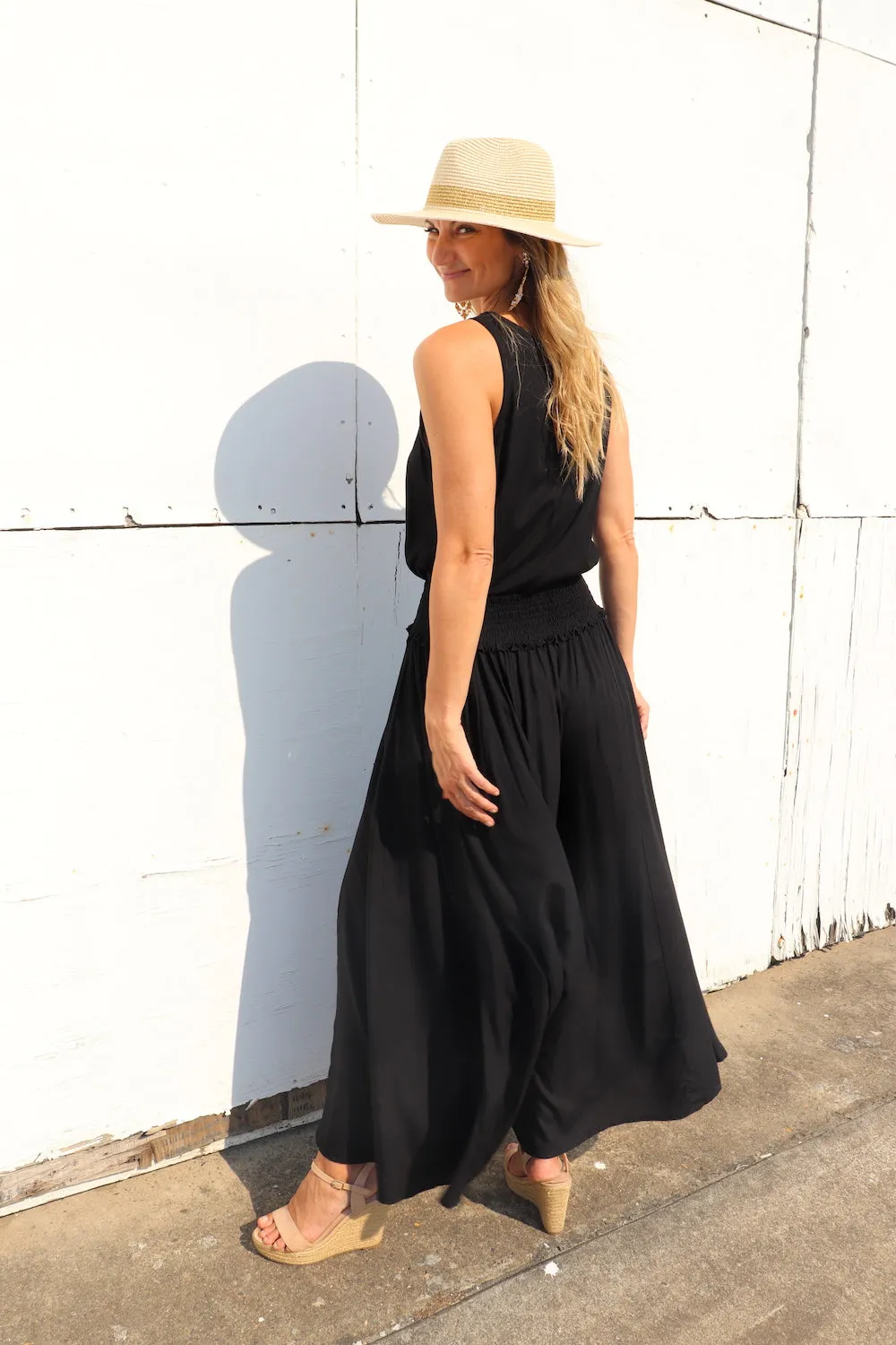 Caribbean Long Wide Leg Pant In Black