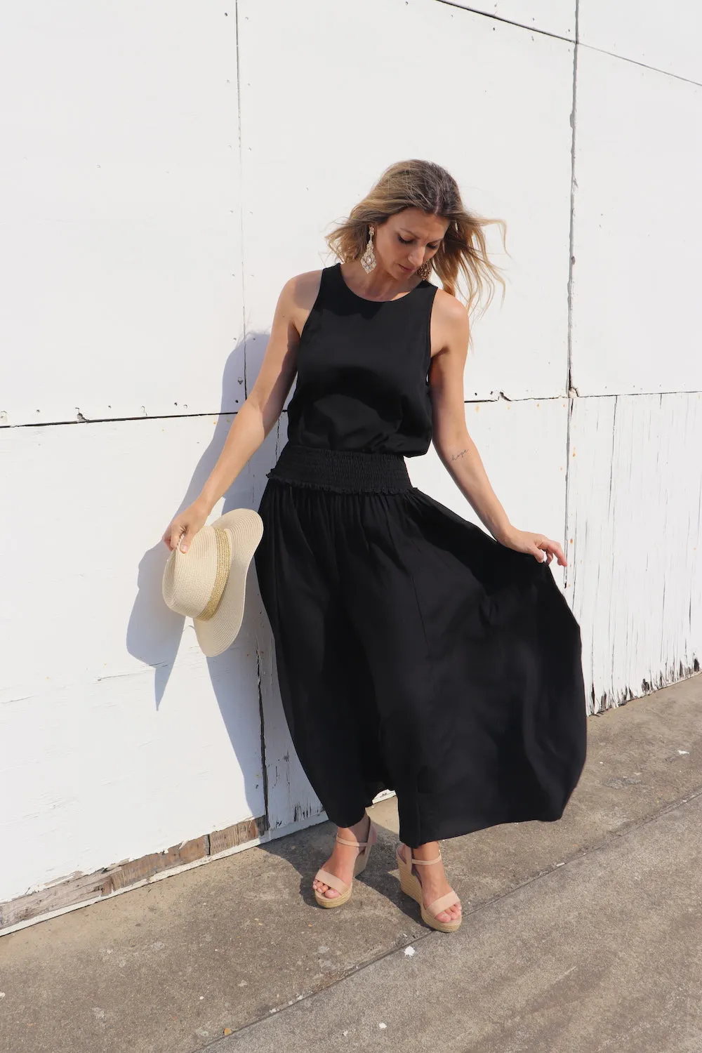 Caribbean Long Wide Leg Pant In Black